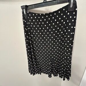 Susan Lawrence Black and White Polka Dot A-Line Skirt